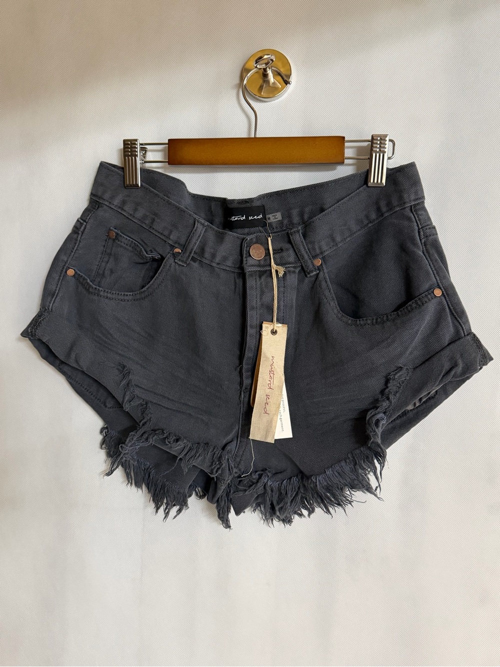 Mustard Seed Distressed Denim Shorts Slate Blue Size M NWT